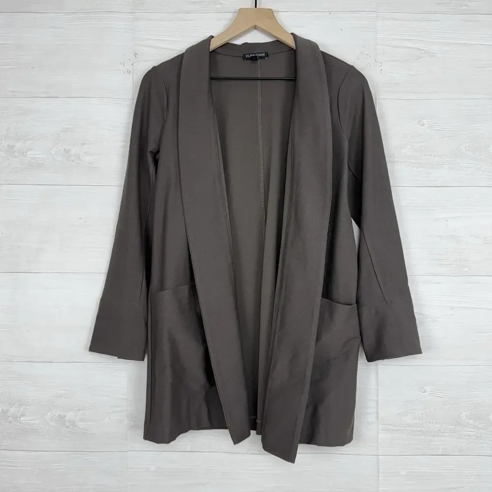 Eileen Fisher Washable Stretch Crepe Kimono Jacket Blazer S Petite Shawl Collar‎